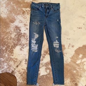 American eagle super high rise jegging distressed